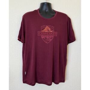 ICEBREAKER Tech Lite Shirt Mens 2XL Mountain Graphic Tee Short Sleeve Red Hiking